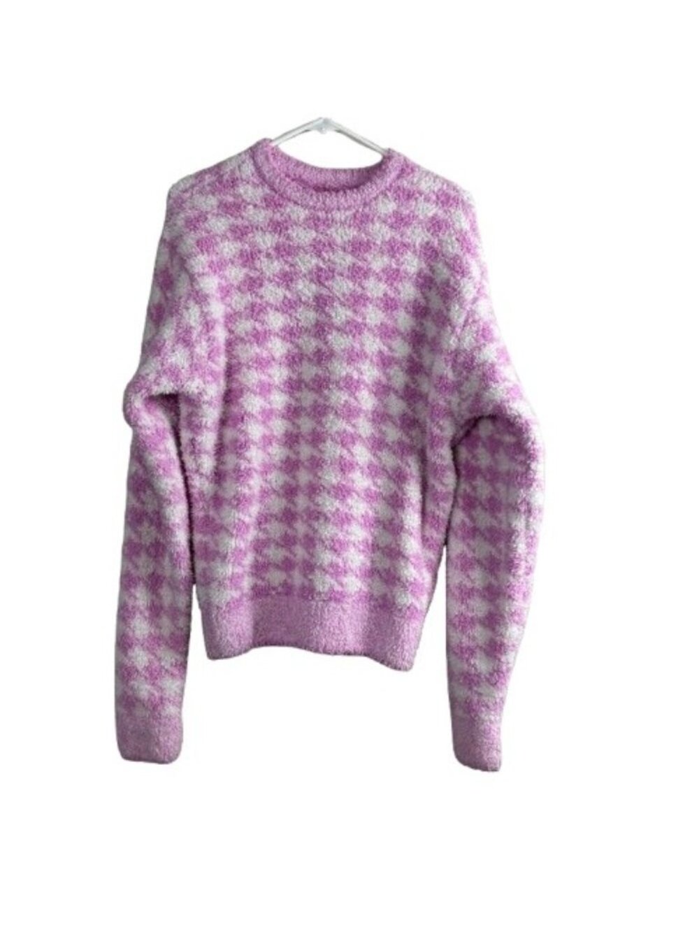Skims Cozy knit Pullover Sweater in Petal Houndstooth Pink Sz S/M